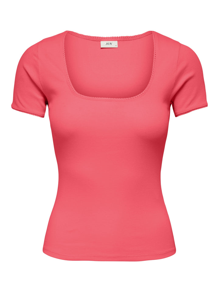 JDYLUCKY S/S O NECK DETAIL TOP JRS, Calypso Coral 205630 Bild 1
