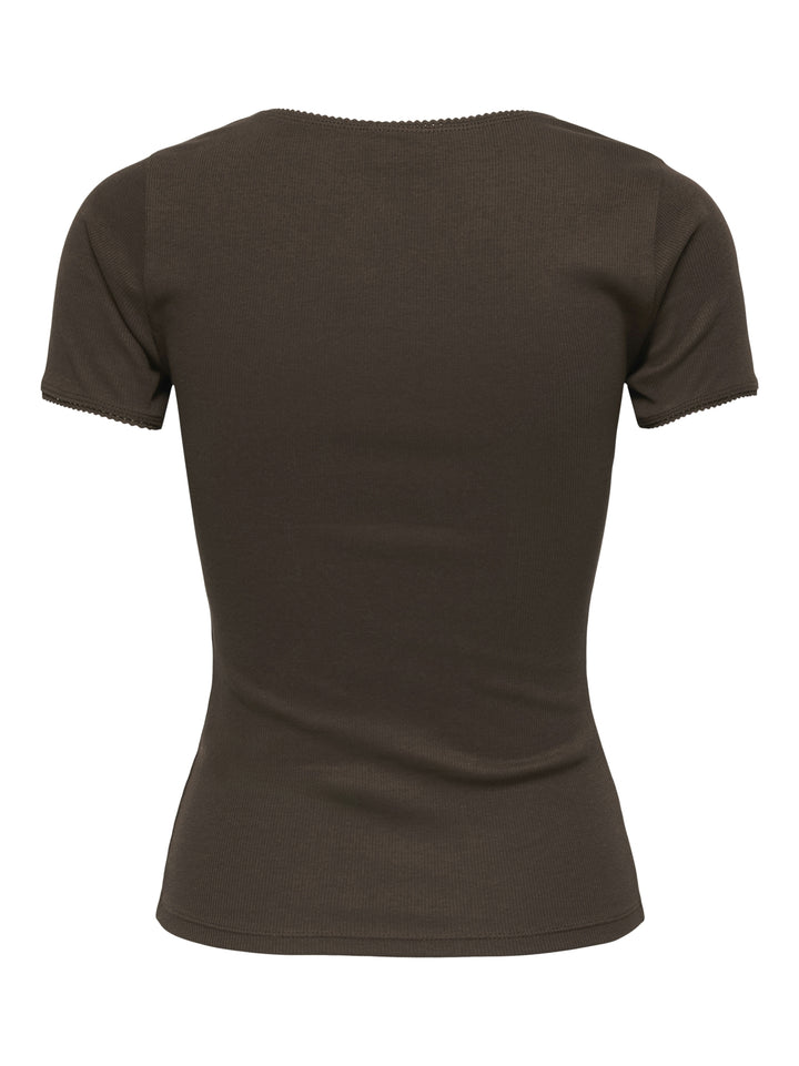 JDYLUCKY S/S O NECK DETAIL TOP JRS, Chicory Coffee 242836 Bild 2