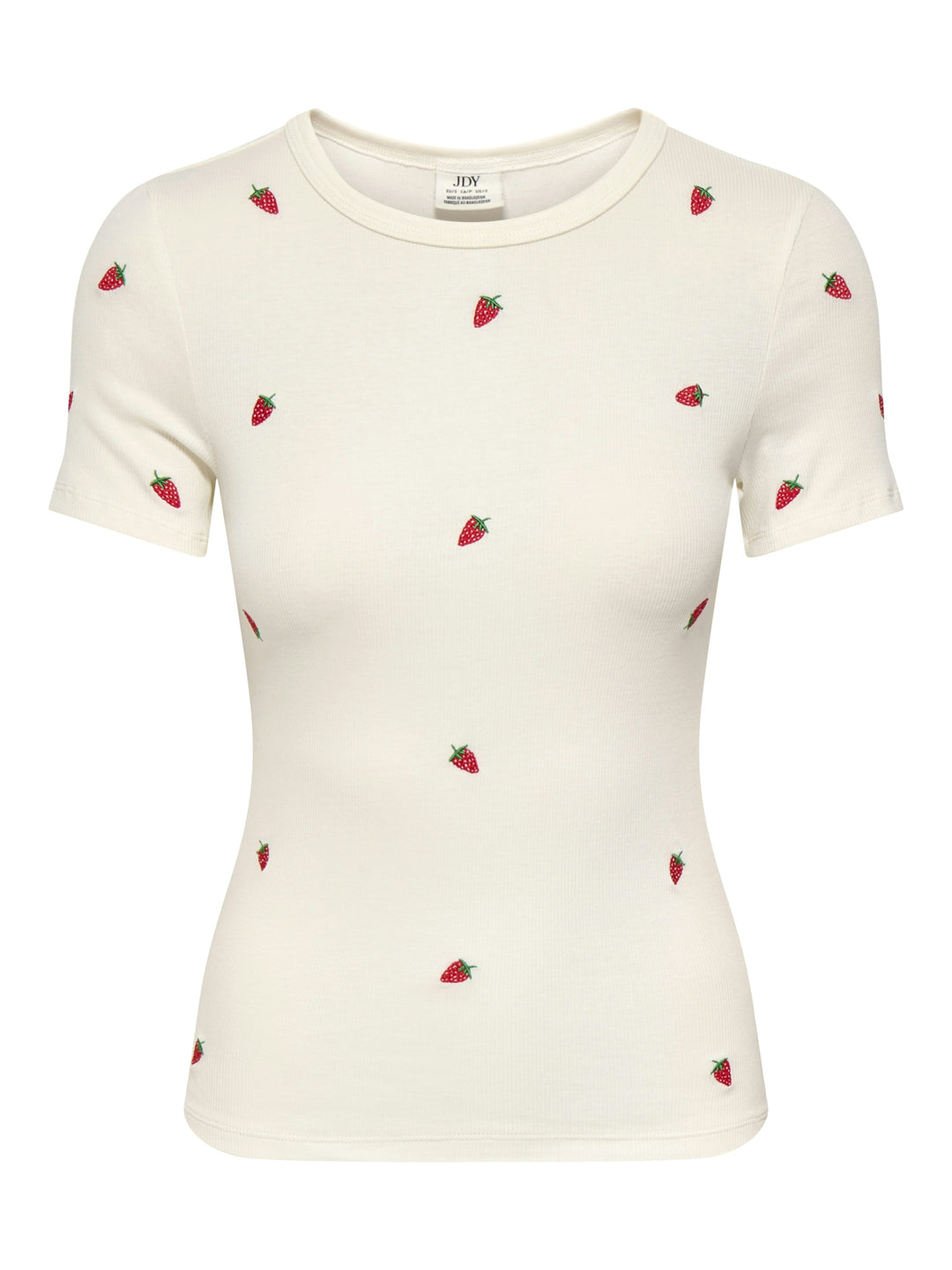 JDYLUCKY S/S O NECK EMB TOP JRS DIA, Cloud Dancer/STRAWBERRY EMB 177922002 Bild 1