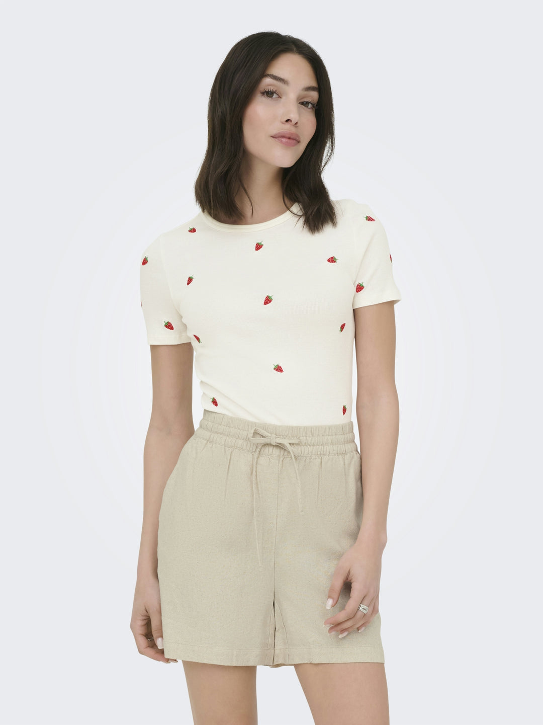 JDYLUCKY S/S O NECK EMB TOP JRS DIA, Cloud Dancer/STRAWBERRY EMB 177922002 Bild 4