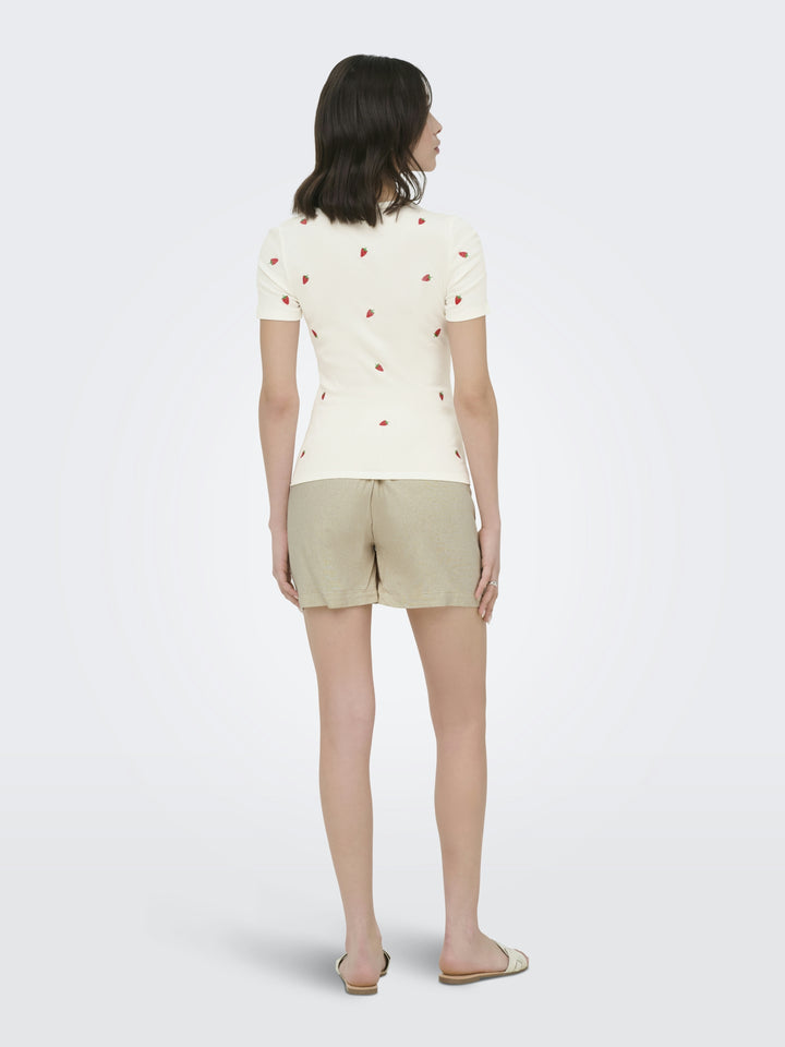 JDYLUCKY S/S O NECK EMB TOP JRS DIA, Cloud Dancer/STRAWBERRY EMB 177922002 Bild 5