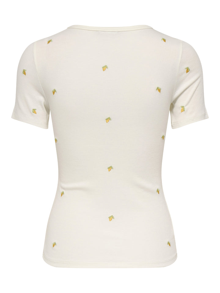 JDYLUCKY S/S O NECK EMB TOP JRS DIA, Cloud Dancer/LEMON EMB 177922003 Bild 2