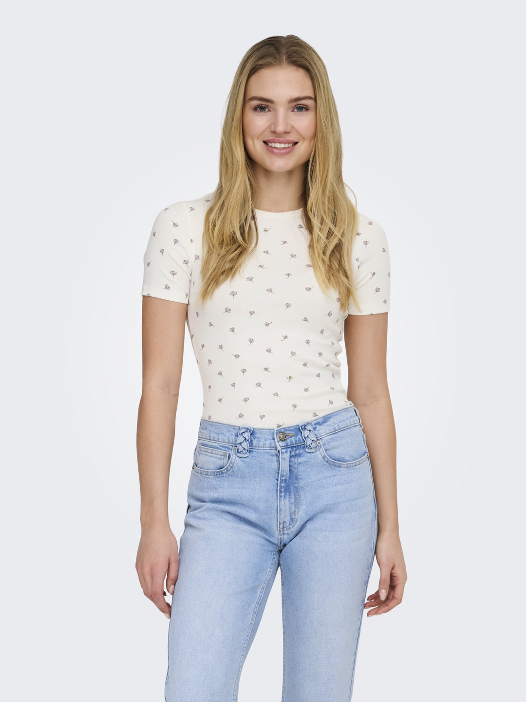 JDYLUCKY S/S O NECK TOP JRS NOOS, Cloud Dancer/POPPY FLOWER 177922003 Bild 4