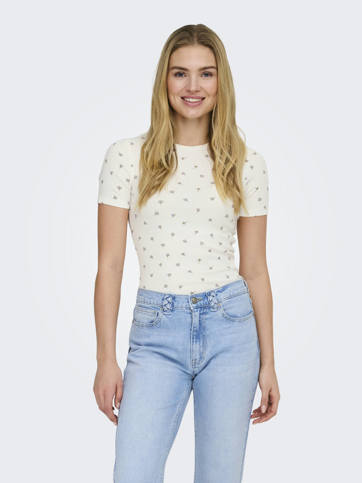 JDYLUCKY S/S O NECK TOP JRS NOOS, Cloud Dancer/POPPY FLOWER 177922003 Bild 4