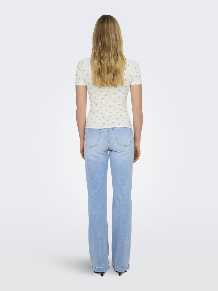 JDYLUCKY S/S O NECK TOP JRS NOOS, Cloud Dancer/POPPY FLOWER 177922003 Bild 5