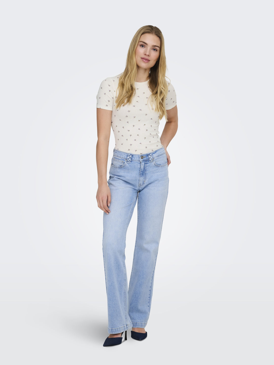 JDYLUCKY S/S O NECK TOP JRS NOOS, Cloud Dancer/POPPY FLOWER 177922003 Bild 6
