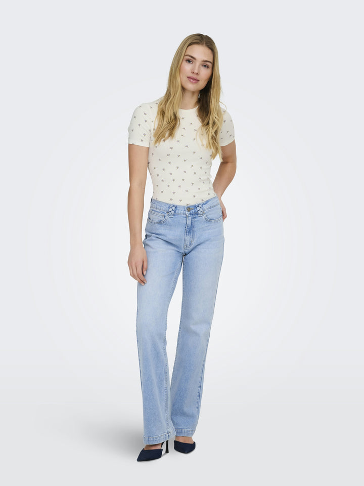 JDYLUCKY S/S O NECK TOP JRS NOOS, Cloud Dancer/POPPY FLOWER 177922003 Bild 6