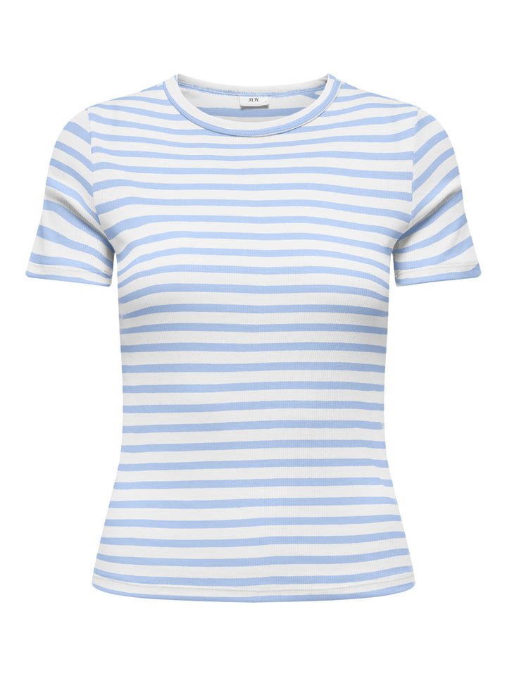 JDYLUCKY SS O NECK STRIPE TOP JRS D, Cloud Dancer/POWDER BLUE 177922002 Bild 1