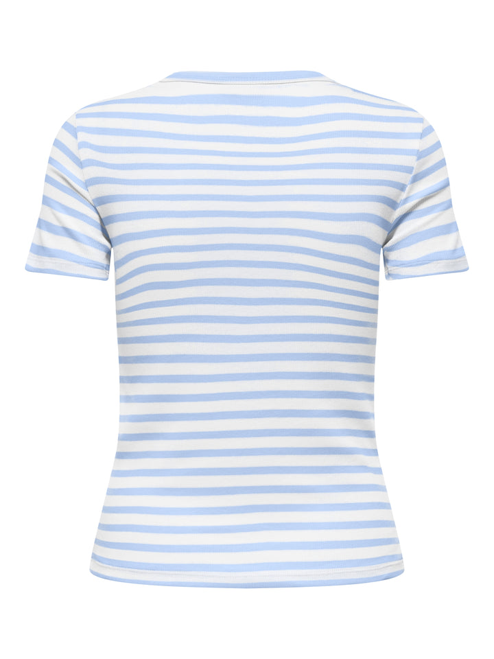 JDYLUCKY SS O NECK STRIPE TOP JRS D, Cloud Dancer/POWDER BLUE 177922002 Bild 2