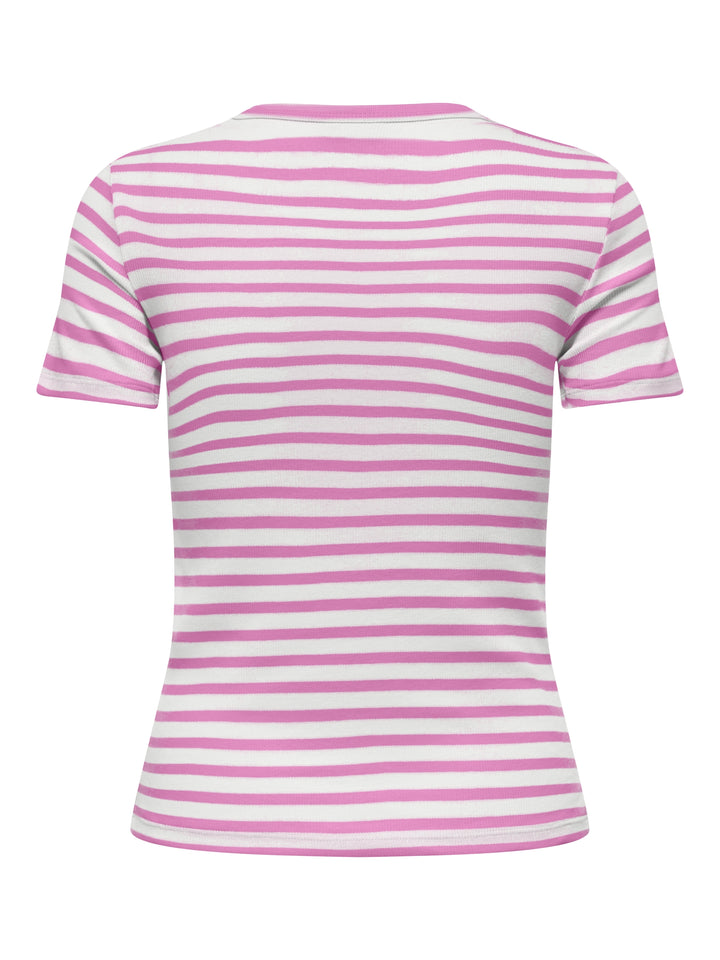 JDYLUCKY SS O NECK STRIPE TOP JRS D, Cloud Dancer/WILD ORCHID 177922003 Bild 2