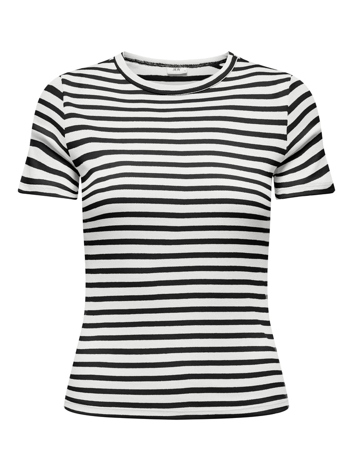 JDYLUCKY SS O NECK STRIPE TOP JRS D, Cloud Dancer/BLACK 177922004 Bild 1