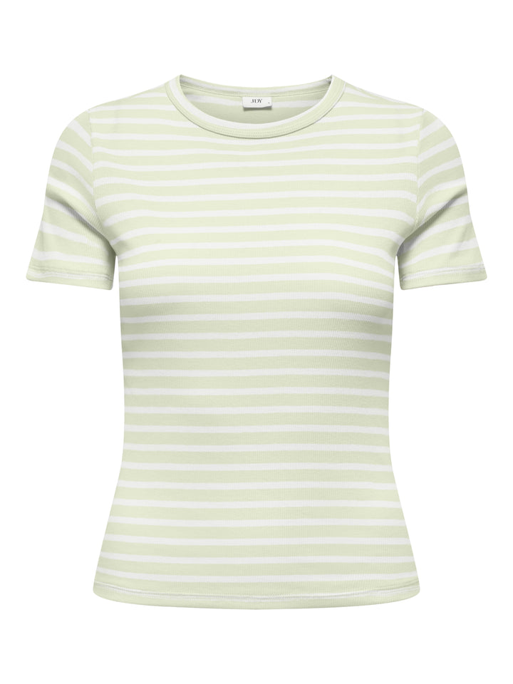 JDYLUCKY SS O NECK STRIPE TOP JRS D, Meadow Mist/CLOUD DANCER 305430001 Bild 1
