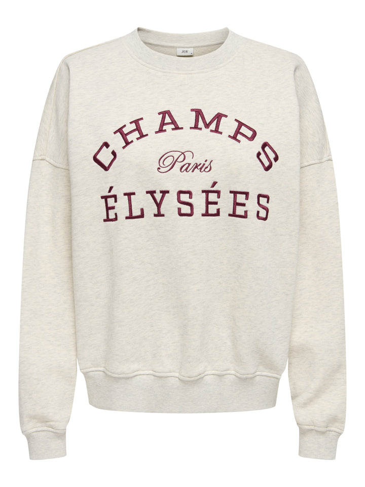 JDYMESA LIFE L/S O-NK EMB SWEAT JRS, Oatmeal/CHAMPS CABERNET EMB 177935001 Bild 1