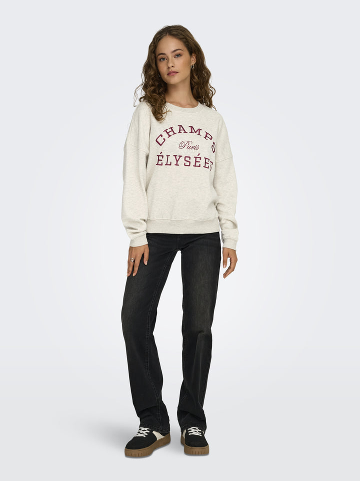 JDYMESA LIFE L/S O-NK EMB SWEAT JRS, Oatmeal/CHAMPS CABERNET EMB 177935001 Bild 5