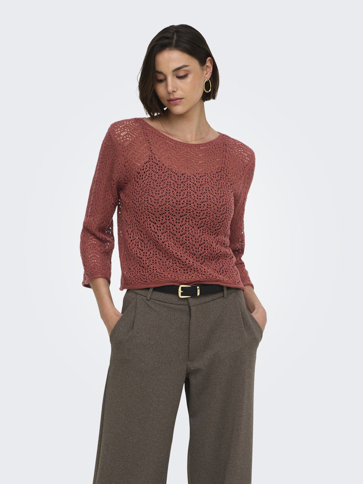JDYMIKA 3/4 BOAT NECK PULLOVER KNT, Smoked Paprika 237196 Bild 4