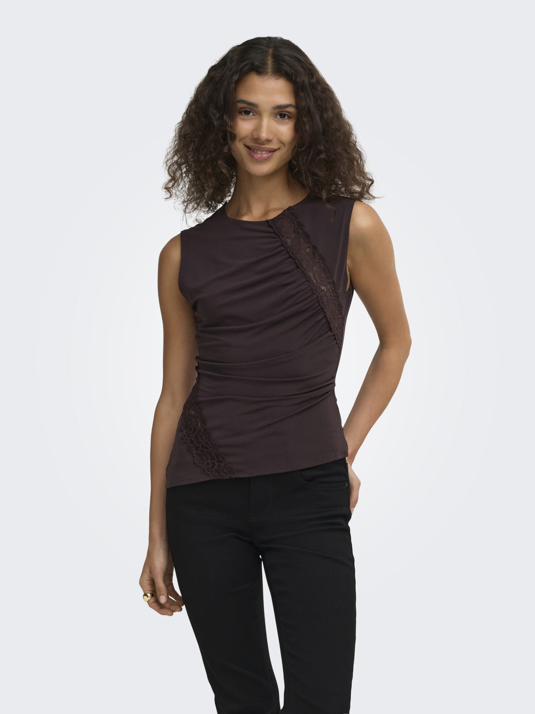 JDYMISTY S/L LACE DETAIL TOP JRS, Chocolate Plum 238815 Bild 4