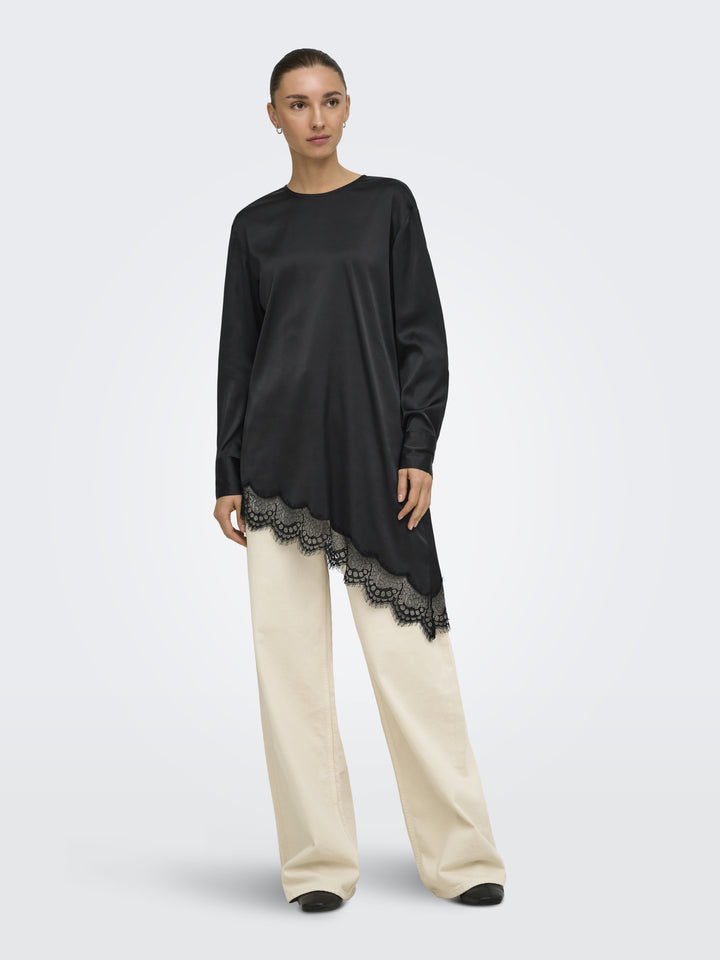 JDYNADDY L/S ASYM LONG TOP WVN, Black/BLACK LACE 177911001 Bild 6