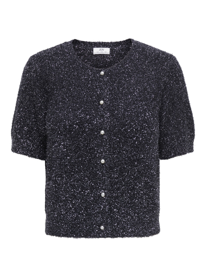 JDYNADINE S/S GLITTER CARDIGAN KNT, Black/W. SILVER LUREX 177911001 Bild 1