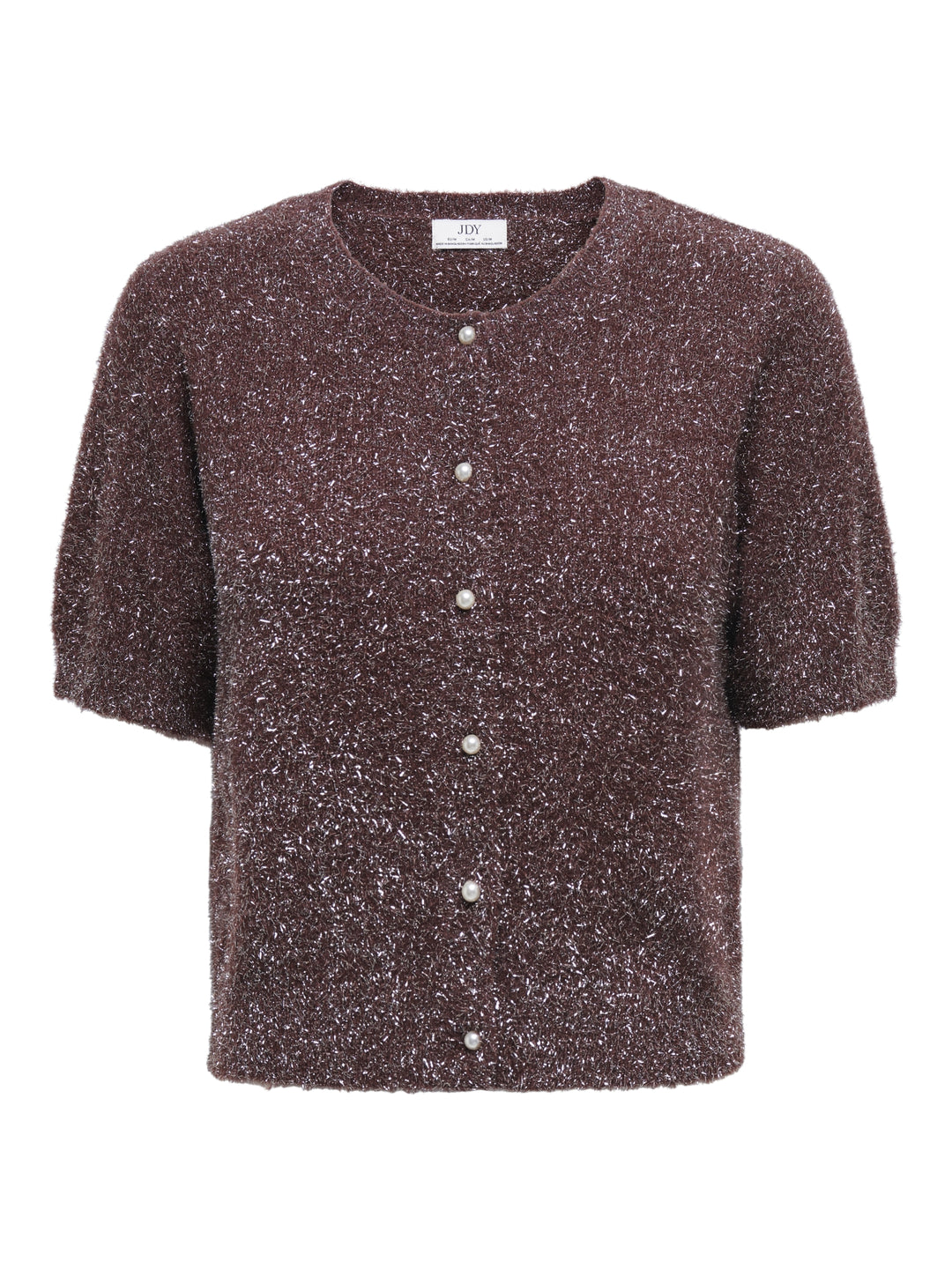 JDYNADINE S/S GLITTER CARDIGAN KNT, Rum Raisin/W. SILVER LUREX 199749001 Bild 1