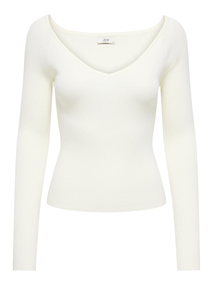 JDYNANNA L/S V-NECK PULLOVER KNT, Cloud Dancer 177922 Bild 1