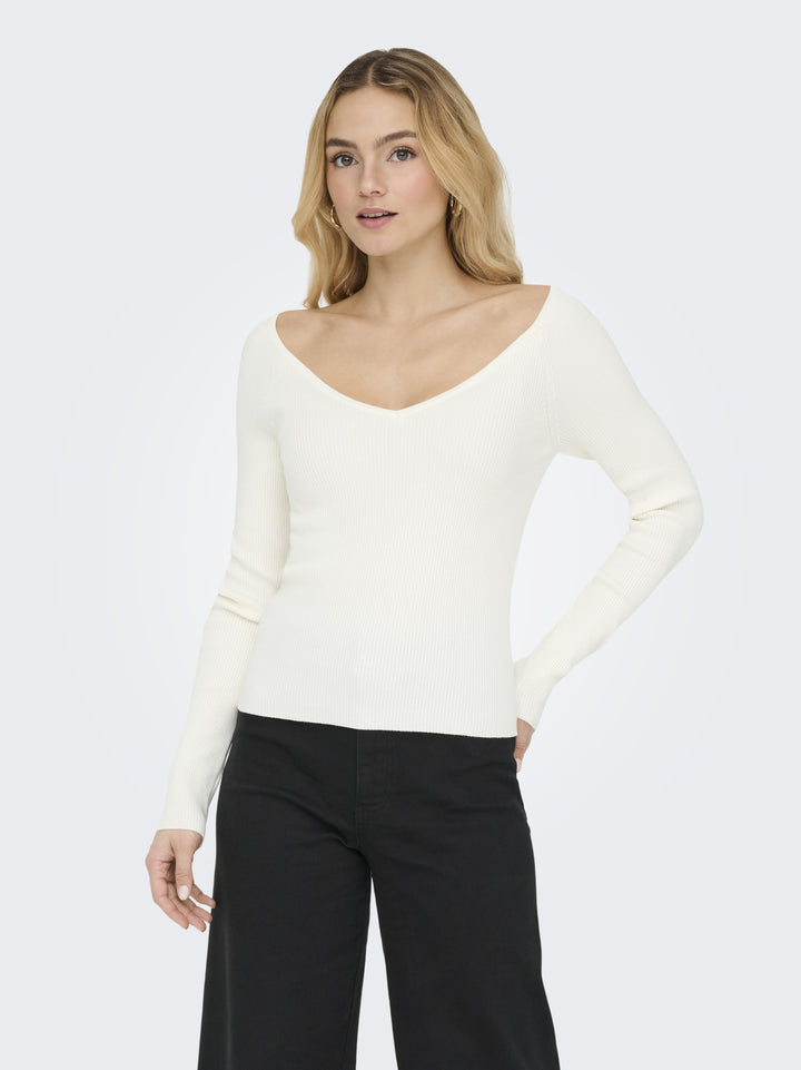 JDYNANNA L/S V-NECK PULLOVER KNT, Cloud Dancer 177922 Bild 5