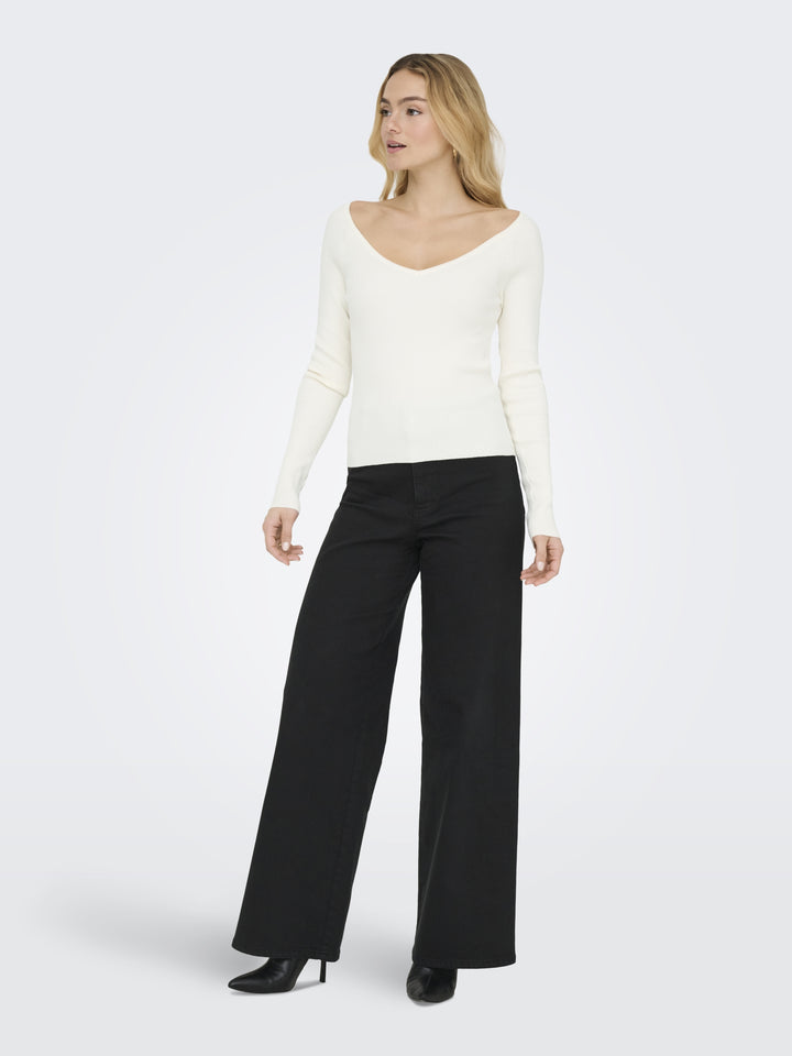 JDYNANNA L/S V-NECK PULLOVER KNT, Cloud Dancer 177922 Bild 6