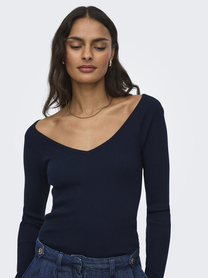JDYNANNA L/S V-NECK PULLOVER KNT, Black Iris 179671 Bild 6
