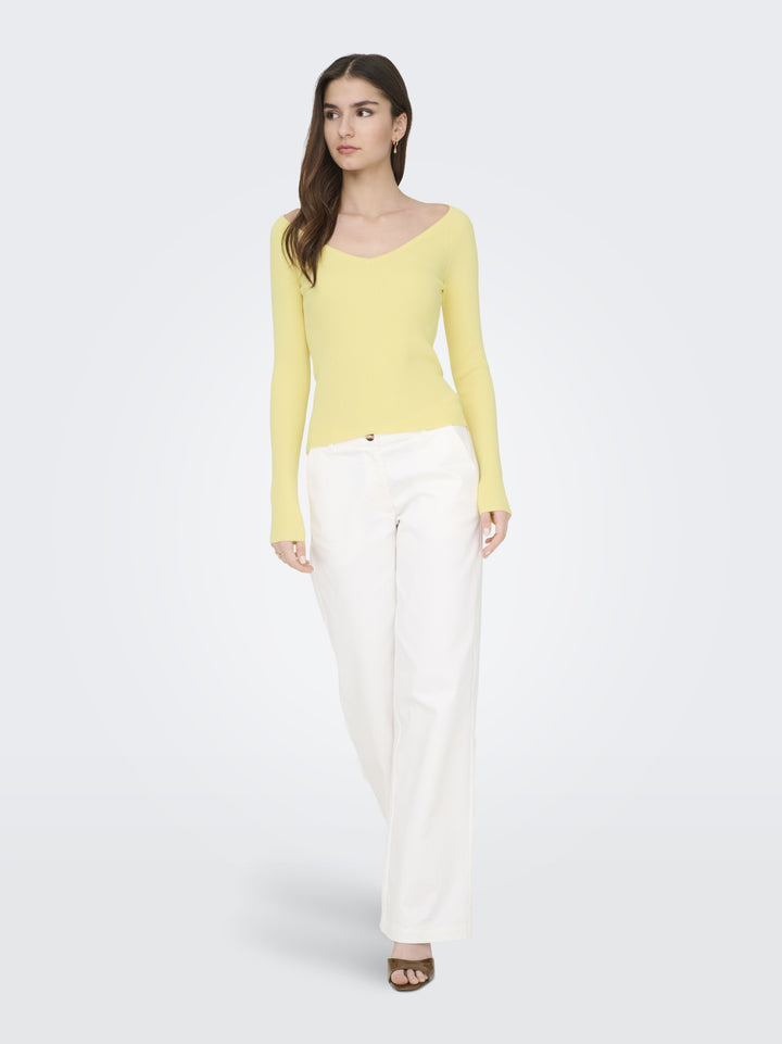JDYNANNA L/S V-NECK PULLOVER KNT, Double Cream 288015 Bild 3