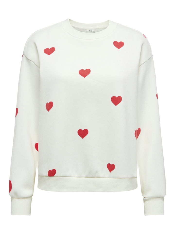 JDYNANNA LIFE L/S TEXT SWEAT JRS DI, Cloud Dancer/RED HEART 177922007 Bild 1
