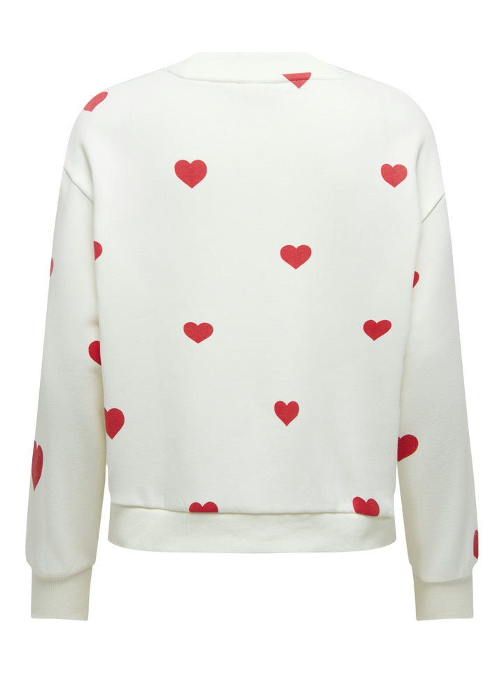 JDYNANNA LIFE L/S TEXT SWEAT JRS DI, Cloud Dancer/RED HEART 177922007 Bild 2