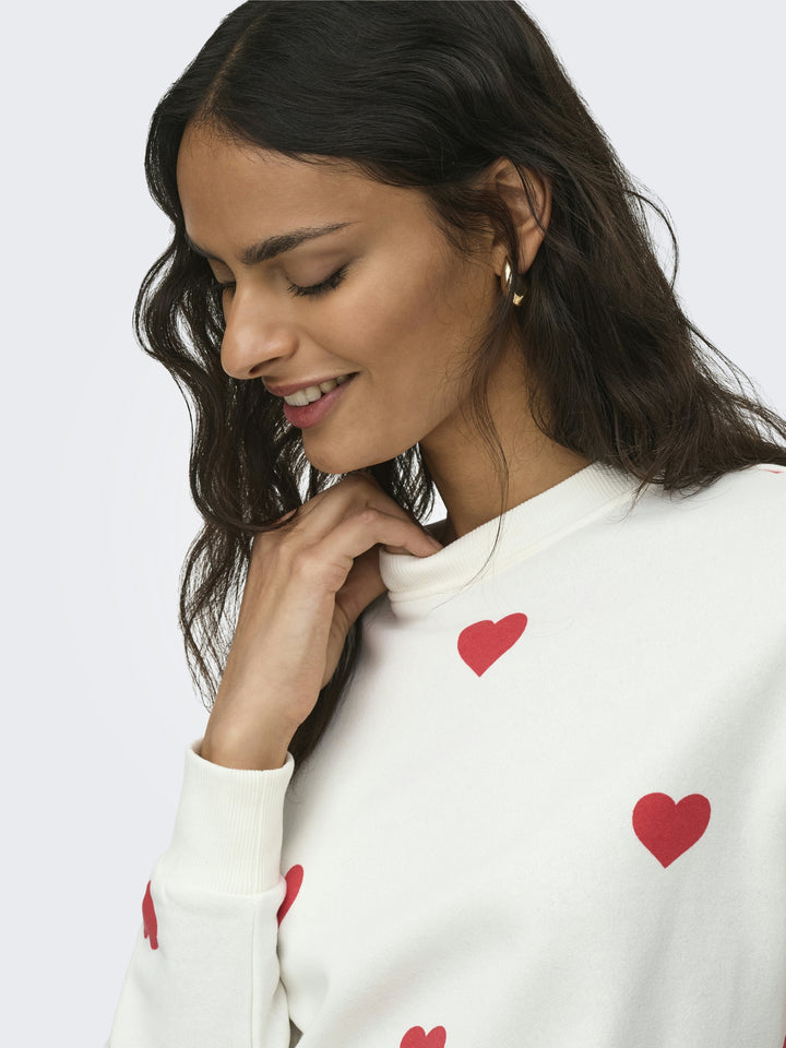 JDYNANNA LIFE L/S TEXT SWEAT JRS DI, Cloud Dancer/RED HEART 177922007 Bild 3