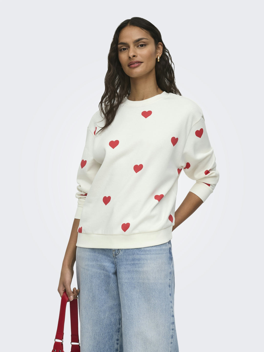 JDYNANNA LIFE L/S TEXT SWEAT JRS DI, Cloud Dancer/RED HEART 177922007 Bild 5
