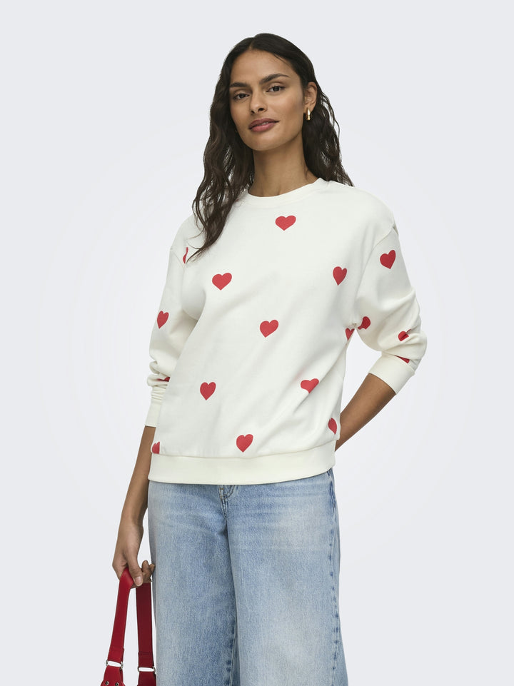 JDYNANNA LIFE L/S TEXT SWEAT JRS DI, Cloud Dancer/RED HEART 177922007 Bild 5