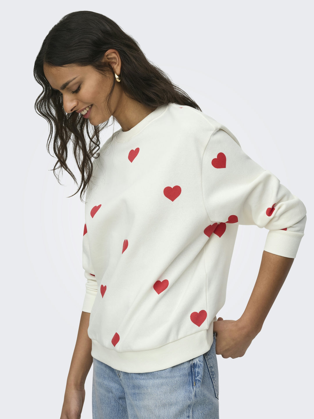 JDYNANNA LIFE L/S TEXT SWEAT JRS DI, Cloud Dancer/RED HEART 177922007 Bild 6