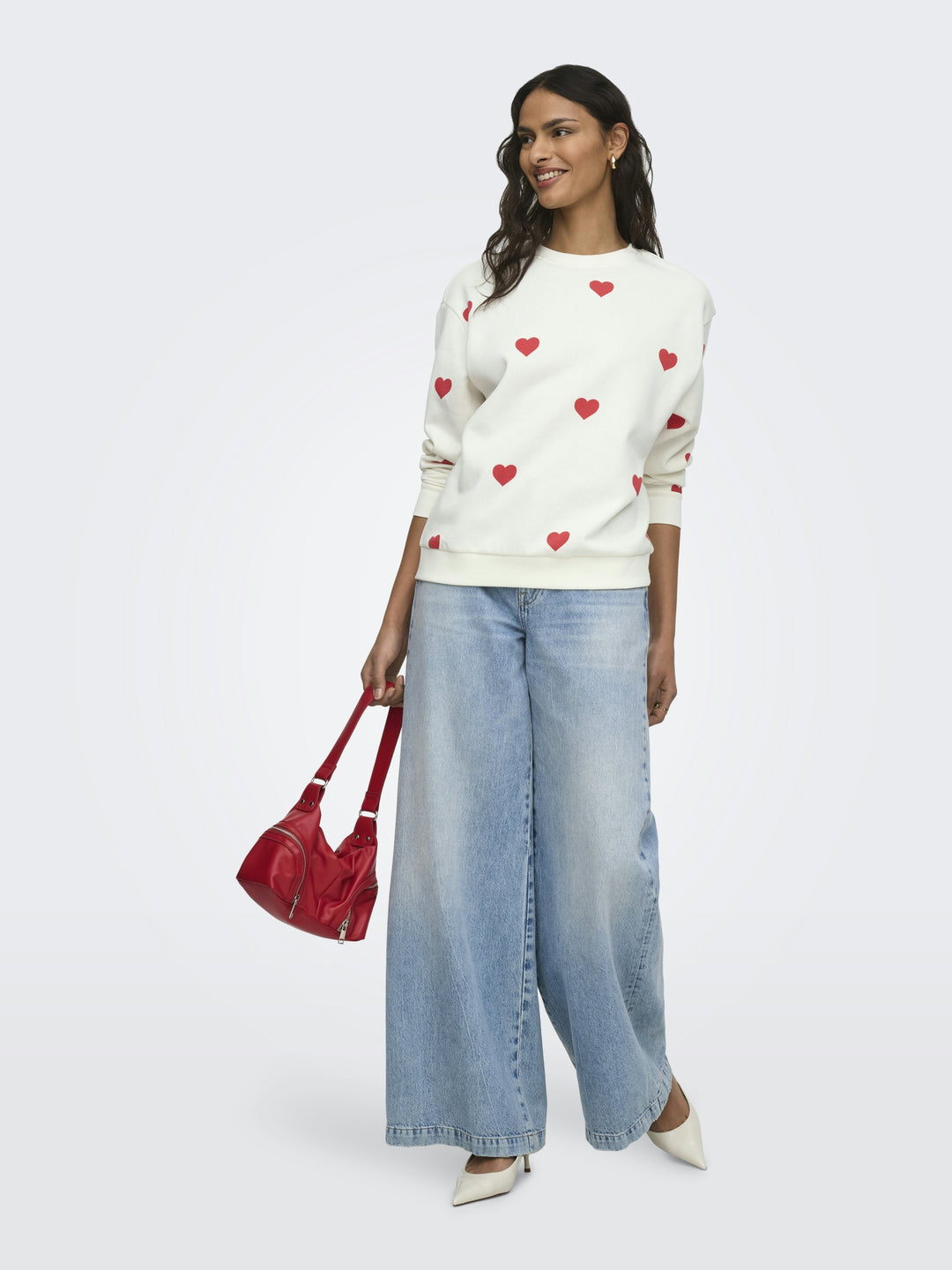 JDYNANNA LIFE L/S TEXT SWEAT JRS DI, Cloud Dancer/RED HEART 177922007 Bild 7