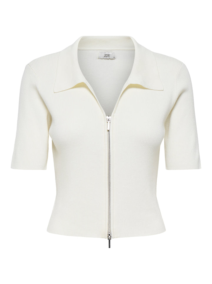 JDYNANNA S/S SHORT ZIP CARDIGAN KNT, Cloud Dancer/WITH SILVER ZIPPER 177922001 Bild 1