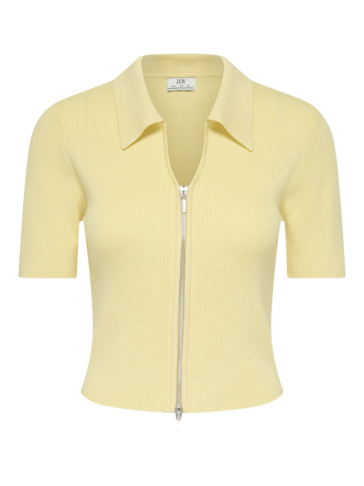JDYNANNA S/S SHORT ZIP CARDIGAN KNT, Double Cream/WITH SILVER ZIPPER 288015001 Bild 1