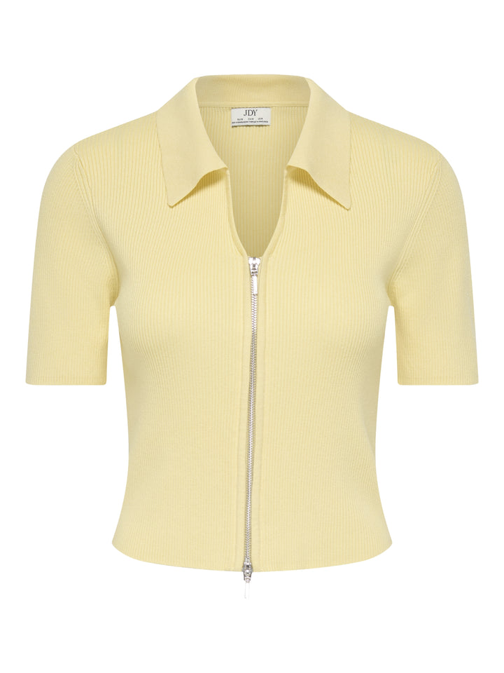 JDYNANNA S/S SHORT ZIP CARDIGAN KNT, Double Cream/WITH SILVER ZIPPER 288015001 Bild 1