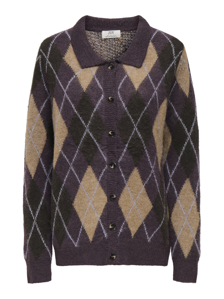 JDYREESE L/S ARGYLE CARDIGAN KNT, Plum Perfect/W. CHOCOLATE TORTE/ TO 177952001 Bild 1