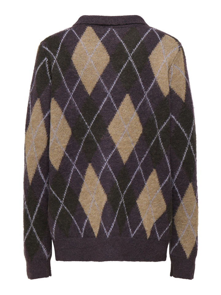 JDYREESE L/S ARGYLE CARDIGAN KNT, Plum Perfect/W. CHOCOLATE TORTE/ TO 177952001 Bild 2