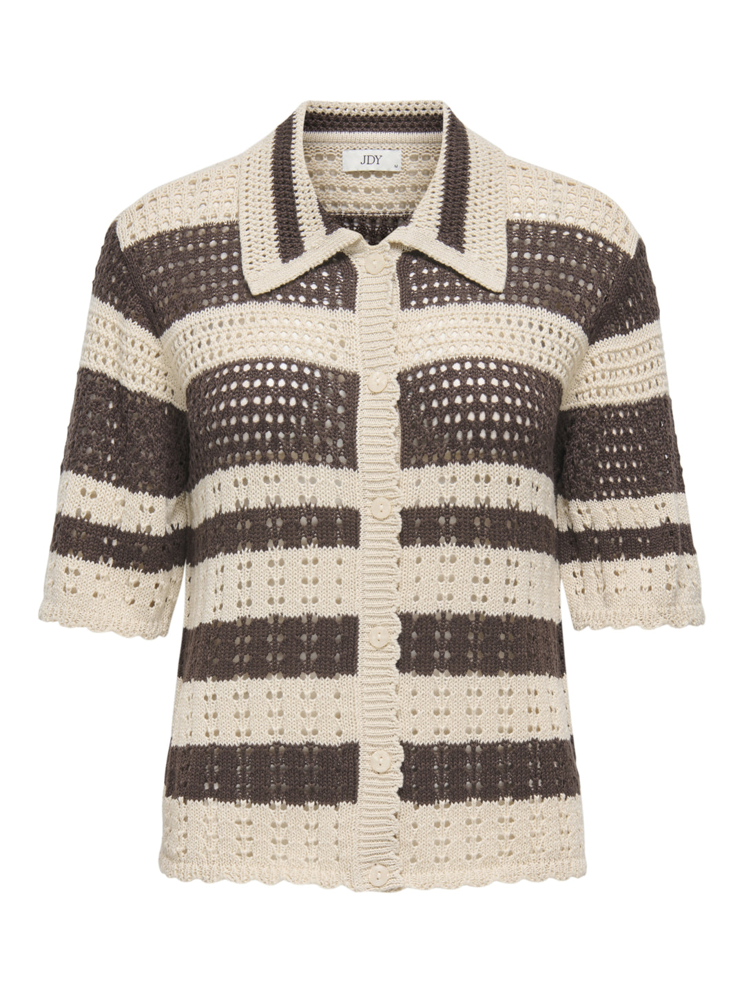JDYROBIN 2/4 COLLAR CARDIGAN KNT NO, Sandshell/WITH BRACKEN STRIPES 196843002 Bild 1