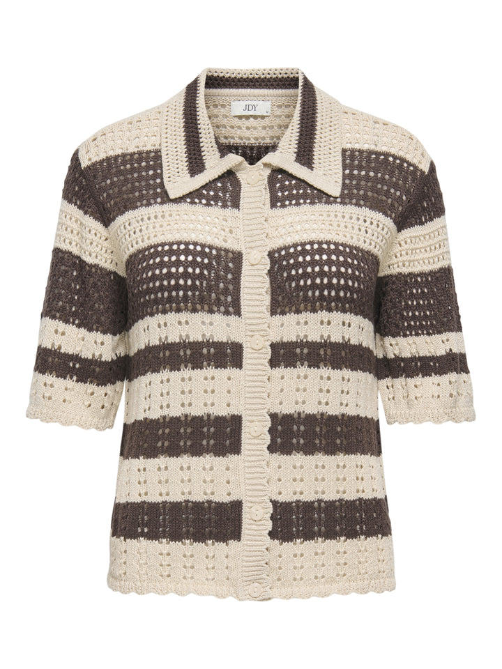 JDYROBIN 2/4 COLLAR CARDIGAN KNT NO, Sandshell/WITH BRACKEN STRIPES 196843002 Bild 1