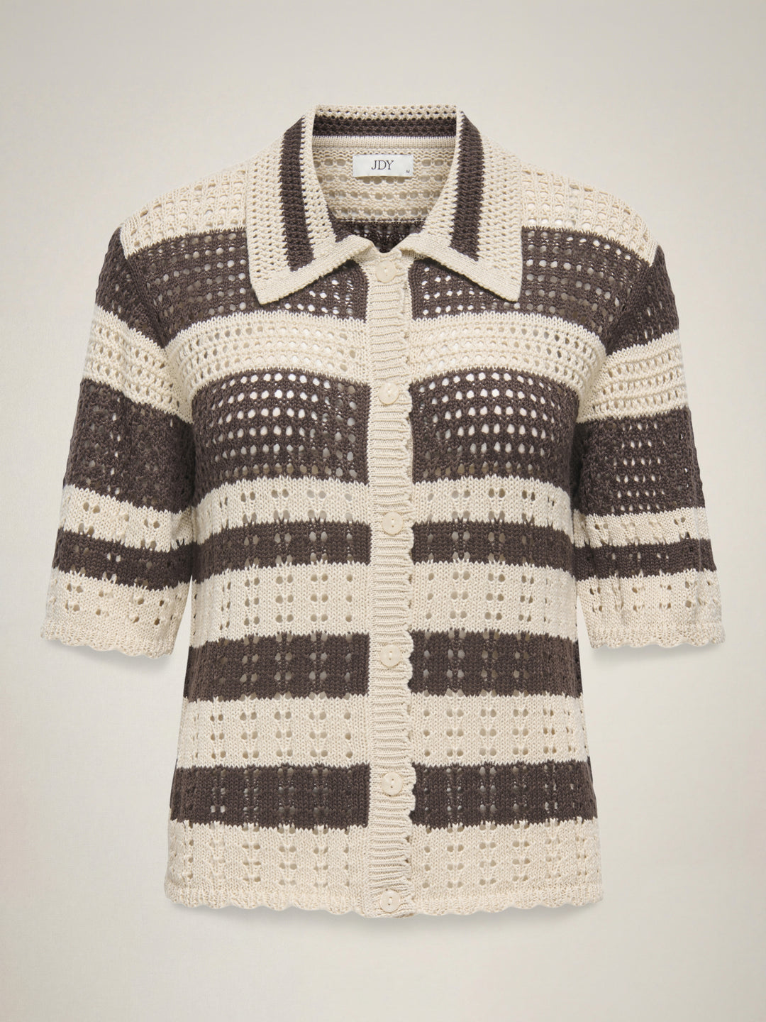 JDYROBIN 2/4 COLLAR CARDIGAN KNT NO, Sandshell/WITH BRACKEN STRIPES 196843002 Bild 1