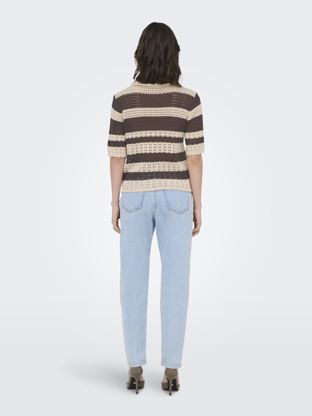 JDYROBIN 2/4 COLLAR CARDIGAN KNT NO, Sandshell/WITH BRACKEN STRIPES 196843002 Bild 5