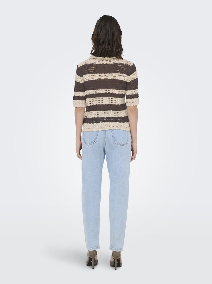 JDYROBIN 2/4 COLLAR CARDIGAN KNT NO, Sandshell/WITH BRACKEN STRIPES 196843002 Bild 5