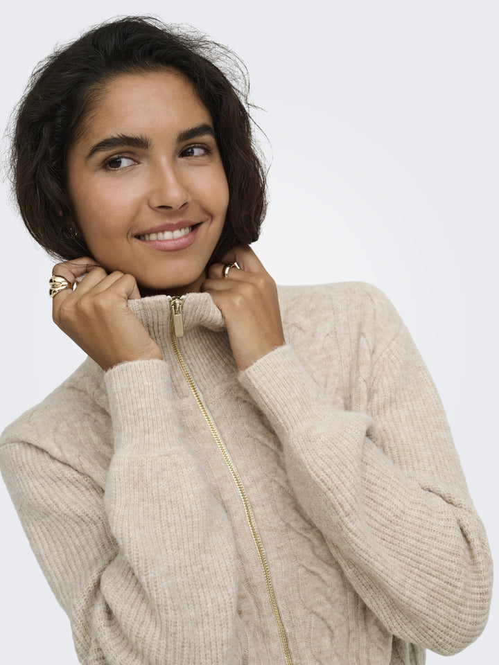 JDYSALLY L/S 2WAY ZIP CARDIGAN KNT, Oatmeal/MELANGE 177935001 Bild 3
