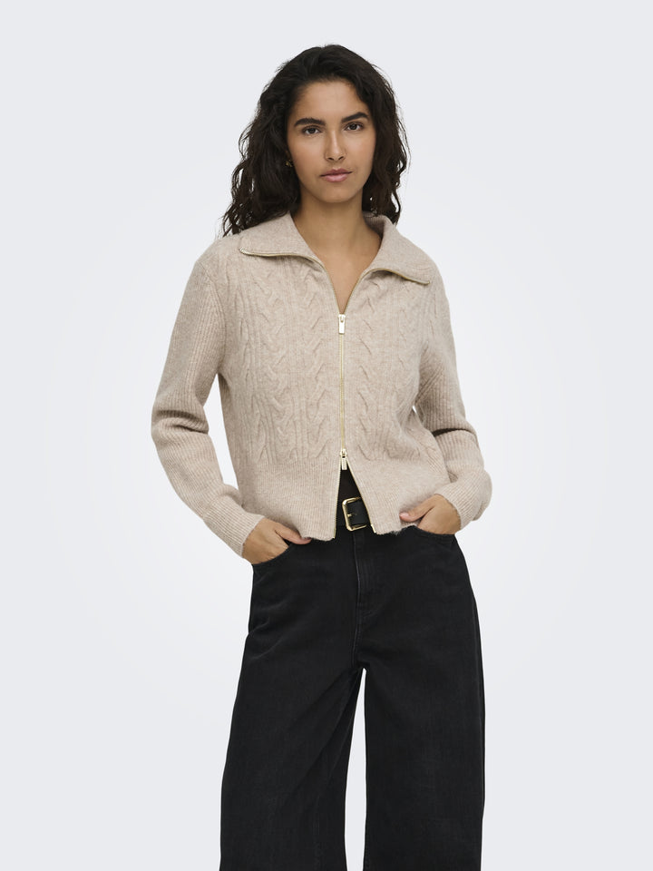 JDYSALLY L/S 2WAY ZIP CARDIGAN KNT, Oatmeal/MELANGE 177935001 Bild 4