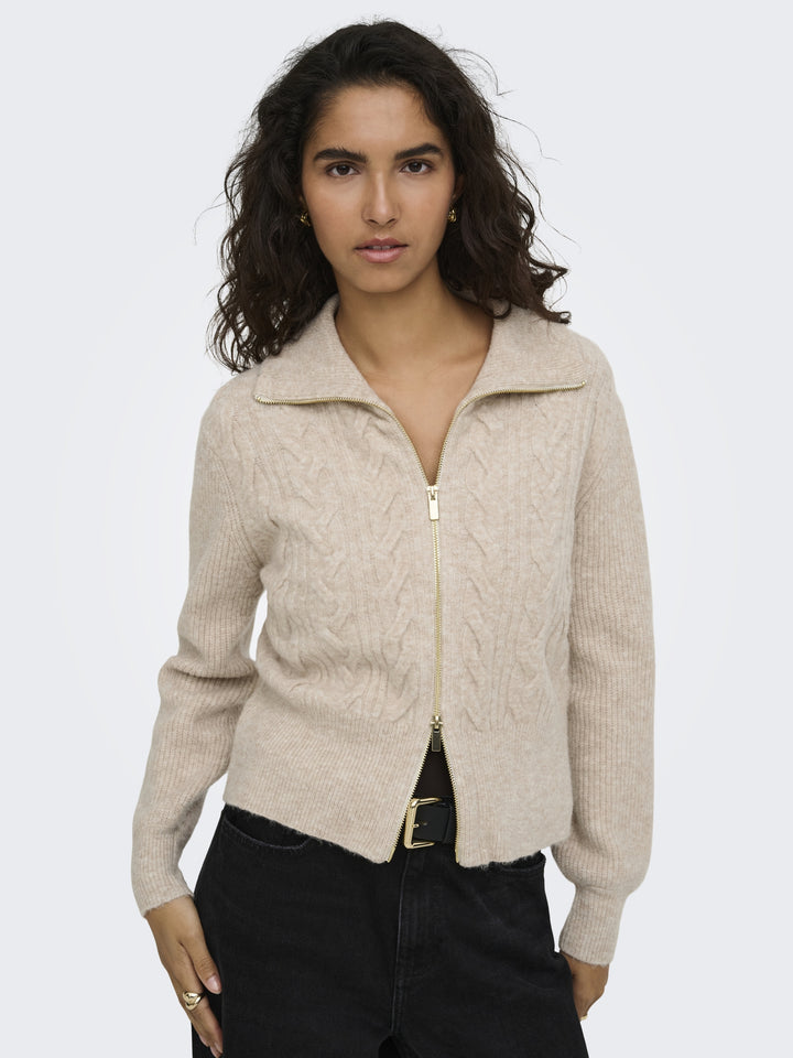 JDYSALLY L/S 2WAY ZIP CARDIGAN KNT, Oatmeal/MELANGE 177935001 Bild 7