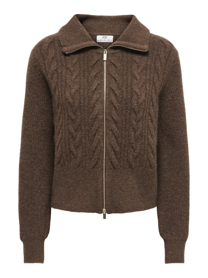 JDYSALLY L/S 2WAY ZIP CARDIGAN KNT, Bison/Melange 272255002 Bild 1