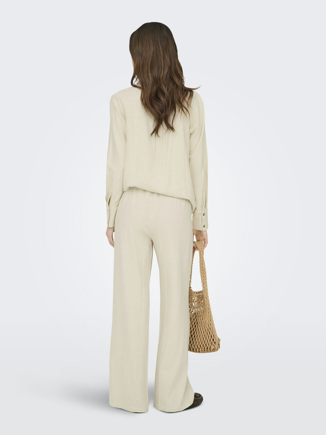 JDYSAY HW LINEN WIDE PANT WVN NOOS, Oatmeal/MELANGE 177935001 Bild 3